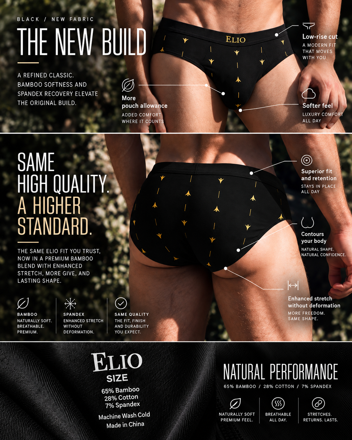 Black Bamboo Cotton Brief