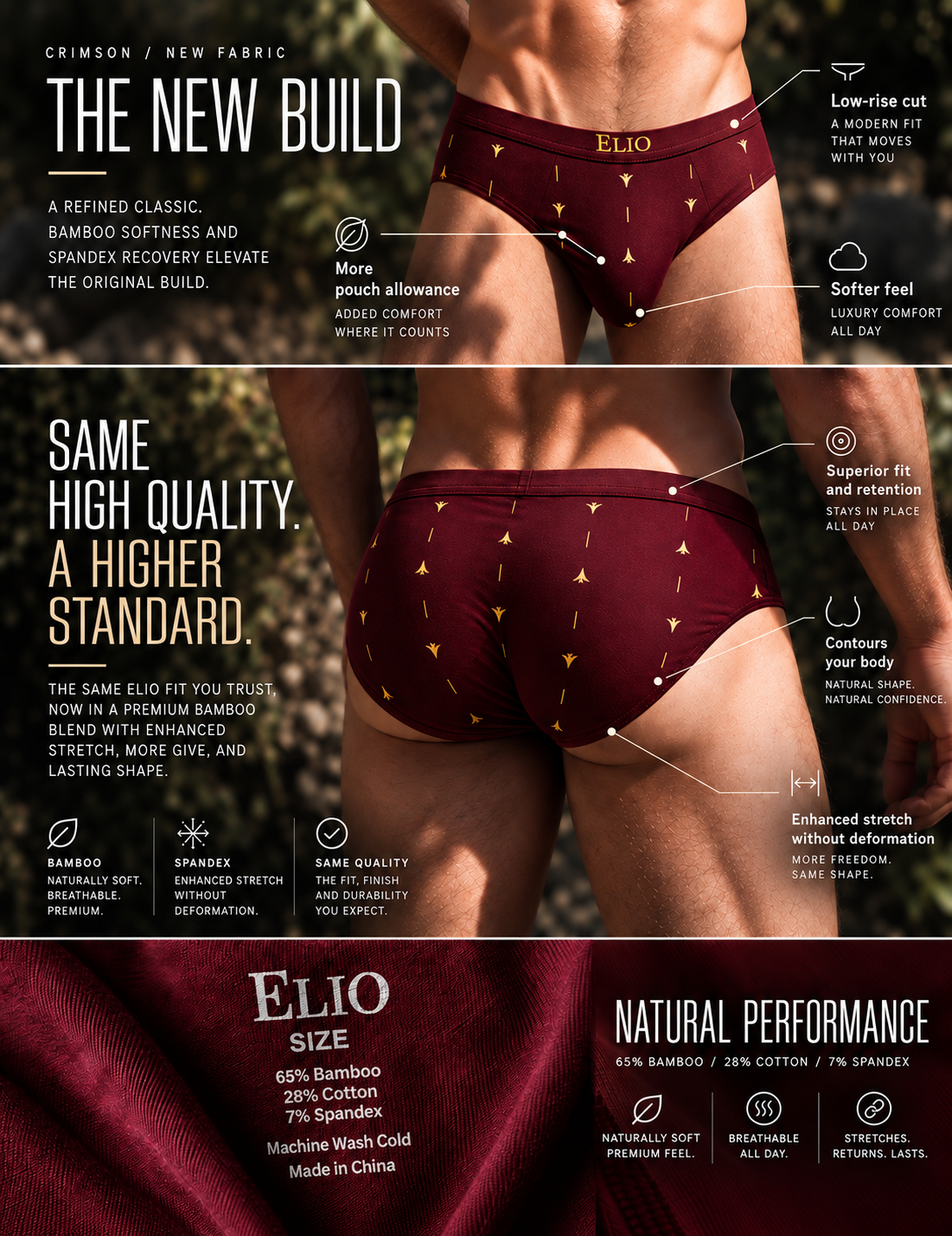 Crimson Bamboo Cotton Brief