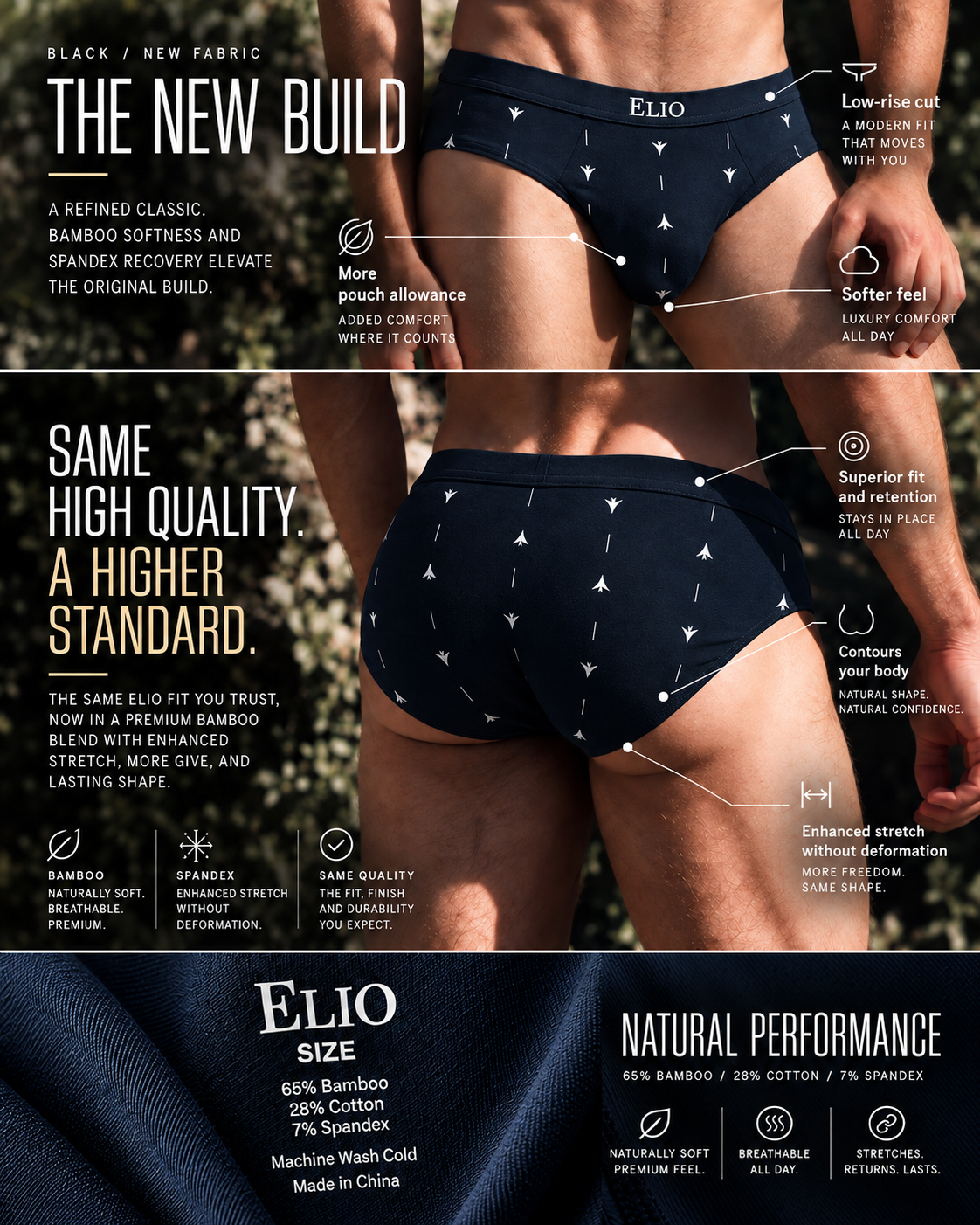 Navy Bamboo Cotton Brief