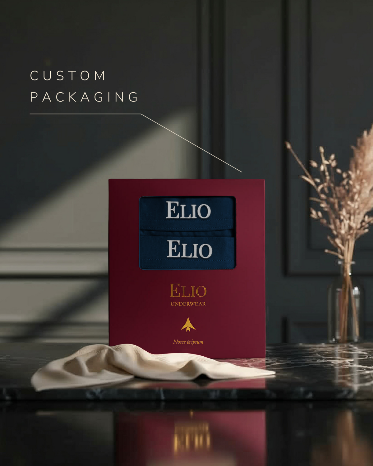 ELIO Navy brief product information graphic